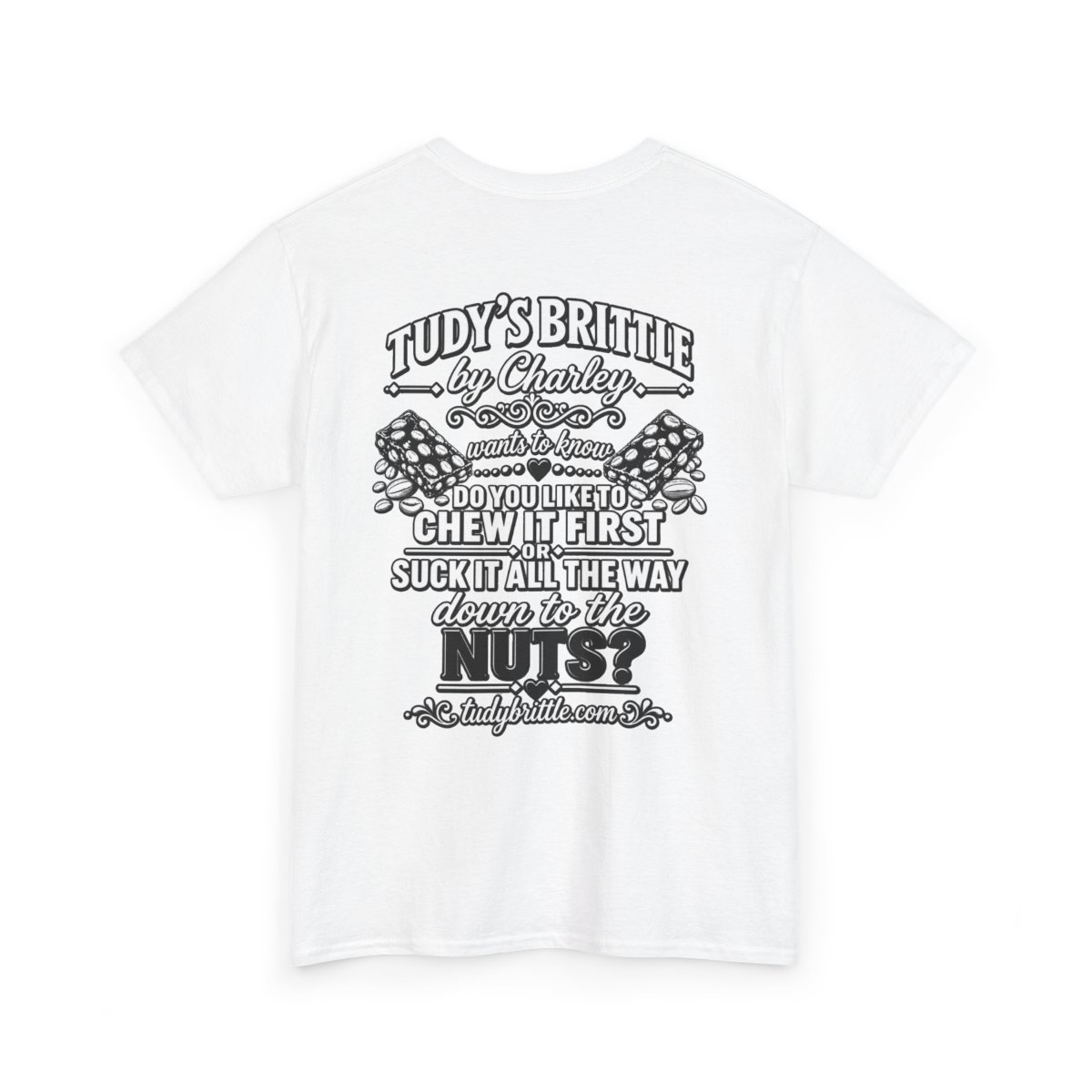 White Tudy's Brittle T-shirt, back design